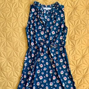 LOFT olive green, floral, sleeveless dress